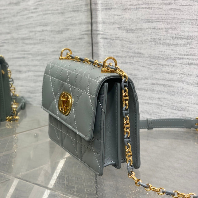 MISS CARO MINI BAG 17 IN OSLO GREY MACROCANNAGE LAMBSKIN