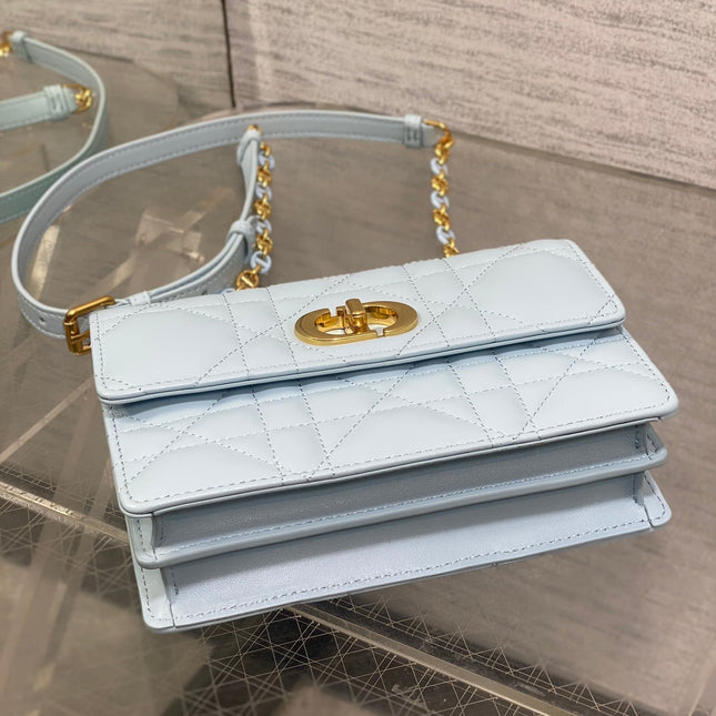 MISS CARO MINI BAG 17 IN BABY BLUE MACROCANNAGE LAMBSKIN