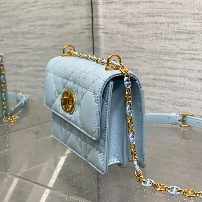 MISS CARO MINI BAG 17 IN BABY BLUE MACROCANNAGE LAMBSKIN