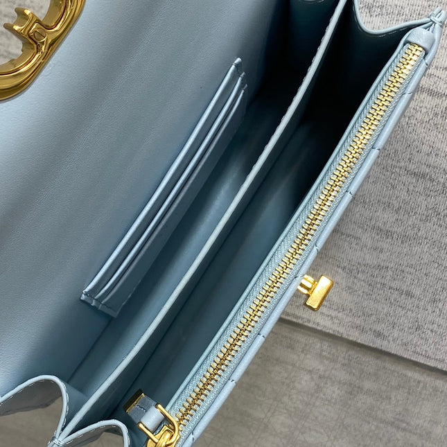 MISS CARO MINI BAG 17 IN BABY BLUE MACROCANNAGE LAMBSKIN