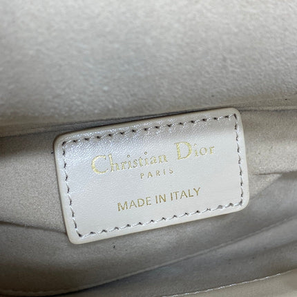 DIOR 25S MICRO LADY D-JOY 16 IN BEIGE LAMBSKIN GOLD HARDWARE