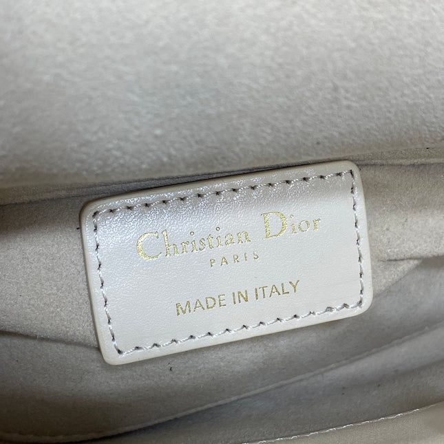 DIOR 25S MICRO LADY D-JOY 16 IN BEIGE LAMBSKIN GOLD HARDWARE