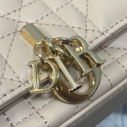 DIOR 25S DIOR TALK PHONE POUCH 18 IN LIGHT IVORY CANNAGE LAMBSKIN