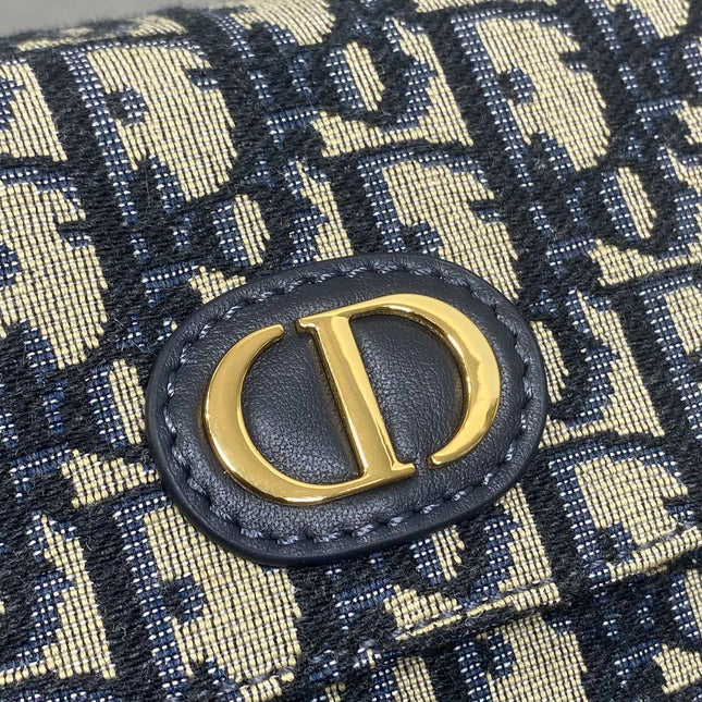 DIOR 25S 30 MONTAIGNE AVENUE BAG 23 IN BLUE CANVAS DIOR OBLIQUE JACQUARD