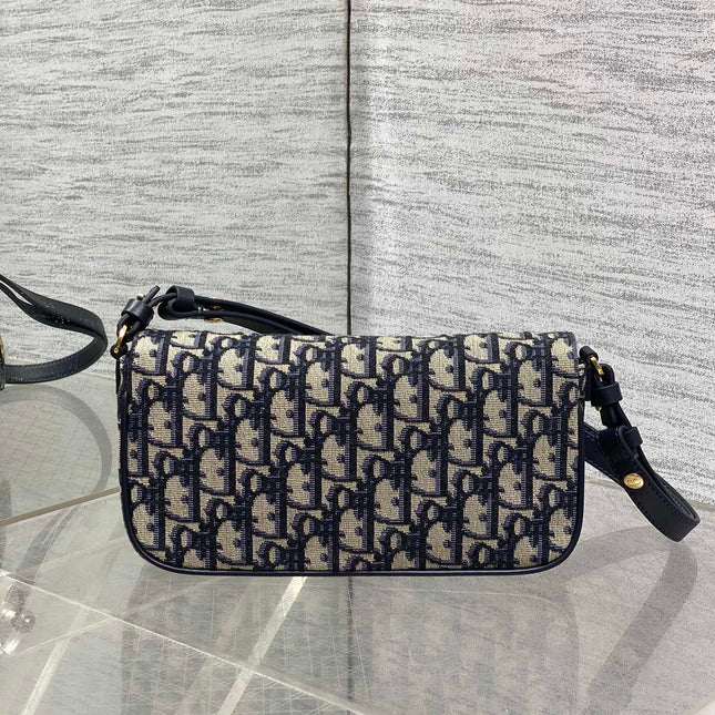 DIOR 25S 30 MONTAIGNE AVENUE BAG 23 IN BLUE CANVAS DIOR OBLIQUE JACQUARD