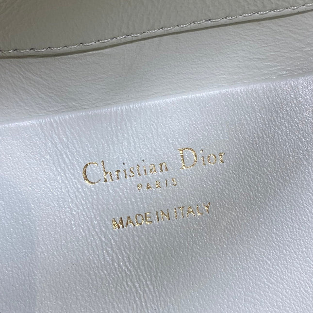 DIOR 25S TOUJOURS VERTICAL NANO TOTE BAG 18 IN IVORY BLACK MACROCANNAGE CALFSKIN
