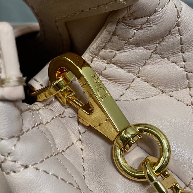 DIOR 25S JOLIE TOP HANDLE MINI BAG 18 IN BABY PINK CALFSKIN GOLD HARDWRE