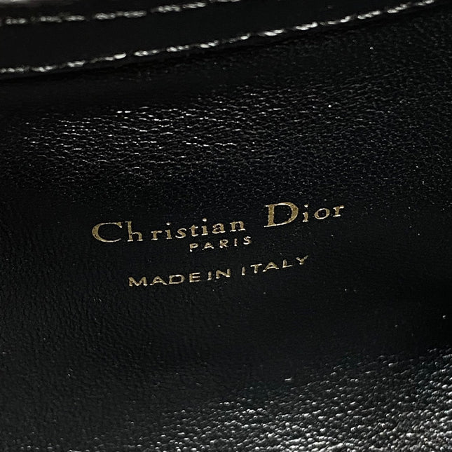 DIOR 25S JOLIE TOP HANDLE MINI BAG 18 IN BLACK CALFSKIN GOLD HARDWRE