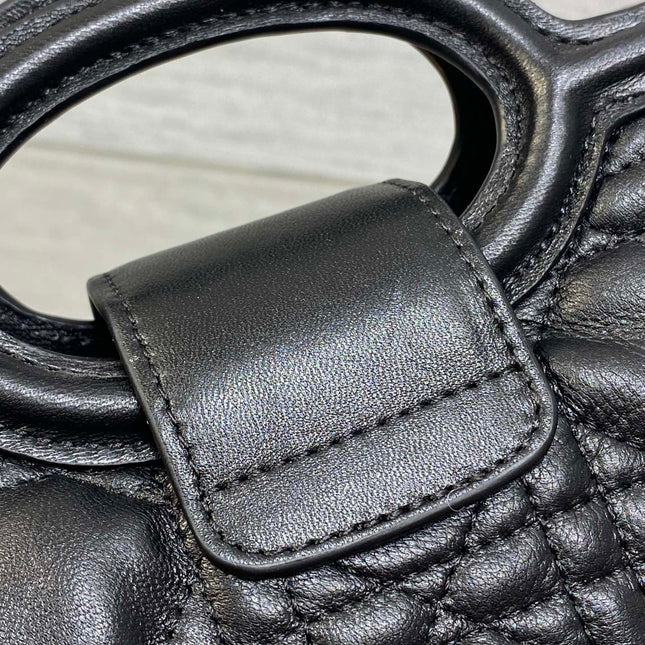 DIOR 25S JOLIE TOP HANDLE MINI BAG 18 IN BLACK CALFSKIN GOLD HARDWARE