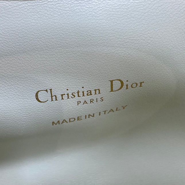 DIOR 25S JOLIE TOP HANDLE MINI BAG 18 IN WHITE CALFSKIN GOLD HARDWRE