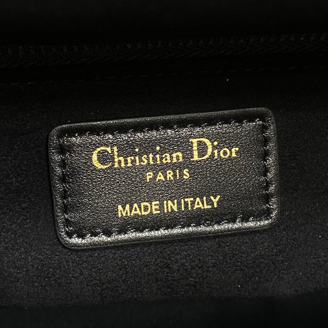DIOR 25S MEDIUM LADY BAG 24 IN BLACK CALFSKIN GOLD HARDWARE