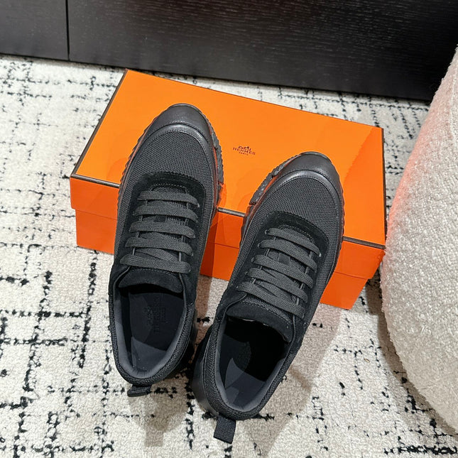 BOUNCING SNEAKER IN BLACK CALFSKIN AND FABRIC