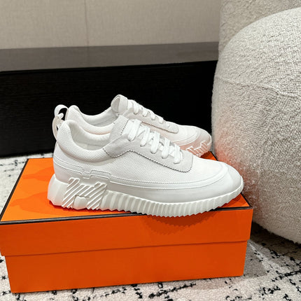 BOUNCING SNEAKER IN WHITE CALFSKIN AND FABRIC