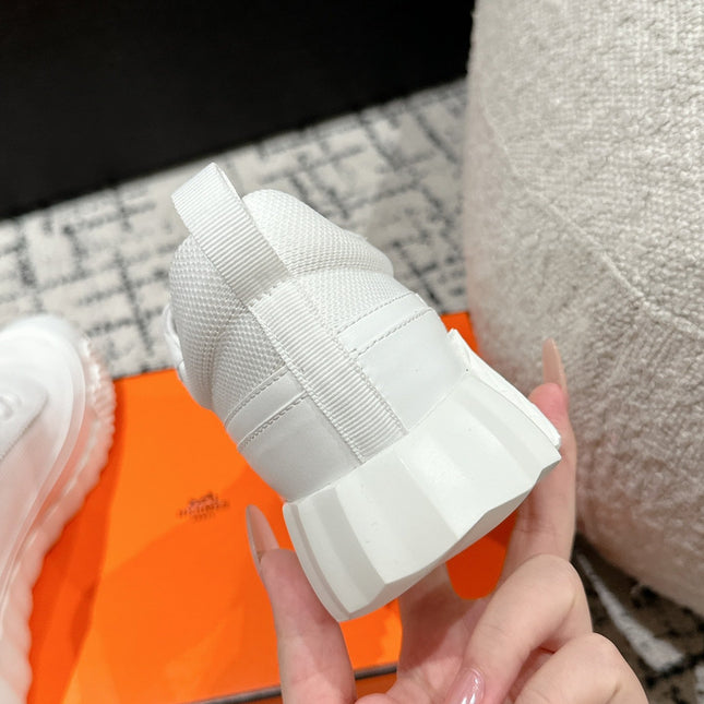 BOUNCING SNEAKER IN WHITE CALFSKIN AND FABRIC