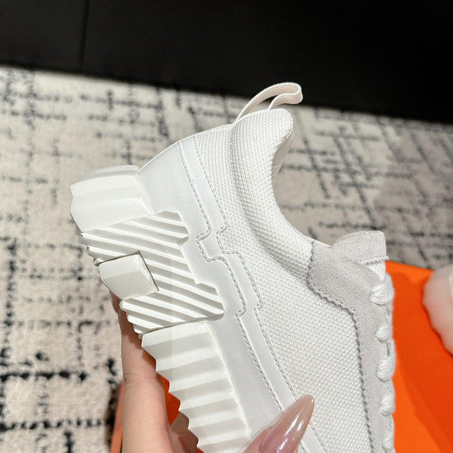 BOUNCING SNEAKER IN WHITE CALFSKIN AND FABRIC