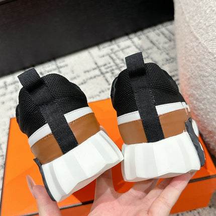 BOUNCING SNEAKER IN BRONZE BROWN CALFSKIN AND BLACK FABRIC