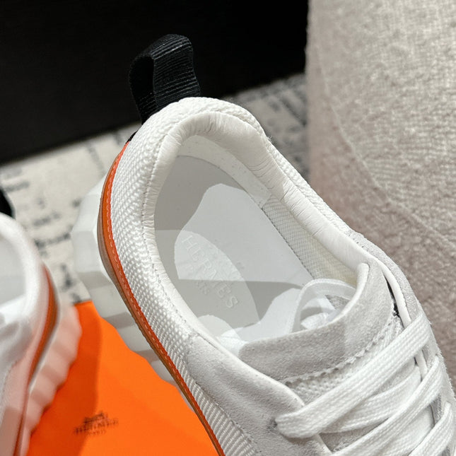 BOUNCING SNEAKER IN BRONZE BROWN CALFSKIN AND WHITE FABRIC