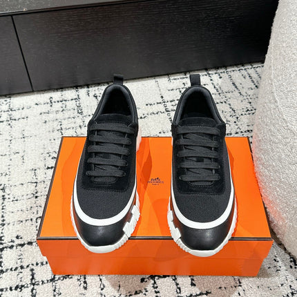 BOUNCING SNEAKER IN BLACK MIX WHITE CALFSKIN AND FABRIC