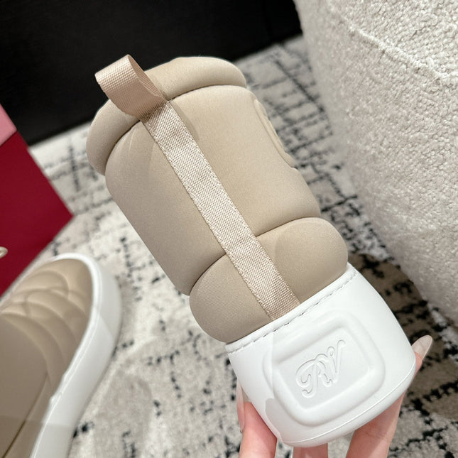 VIV' UP ANKLE BOOTS IN BEIGE TECHNICAL FABRIC FLEECE LINING