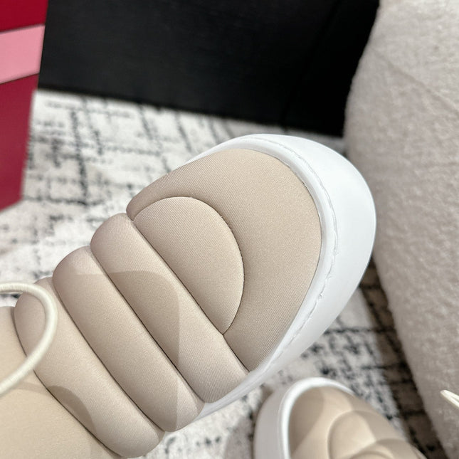 VIV' UP ANKLE BOOTS IN BEIGE TECHNICAL FABRIC FLEECE LINING