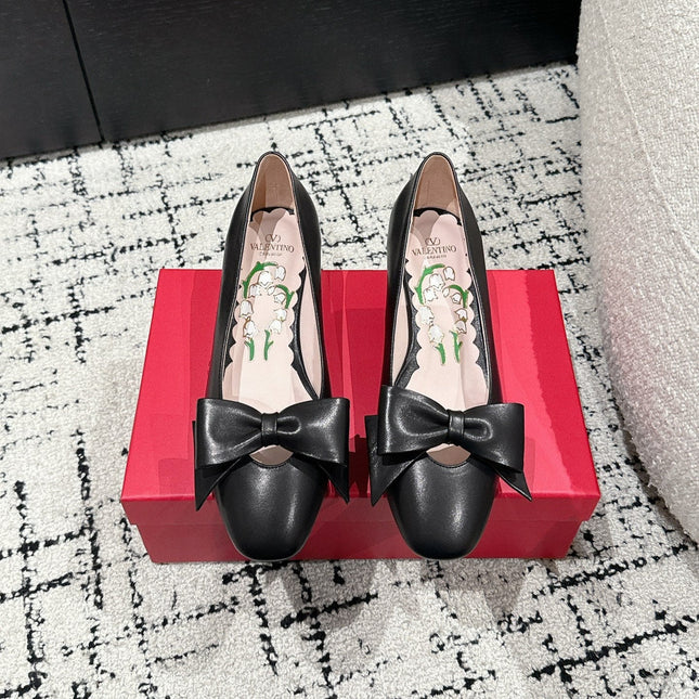 VLTN HIGH HEEL 25S 40 MM IN BLACK CALFSKIN WITH BOW