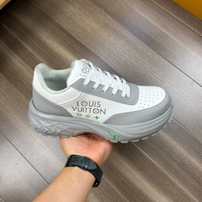 LV SPORT SNEAKER IN WHITE MIX GREY CALFSKIN WITH LOGO