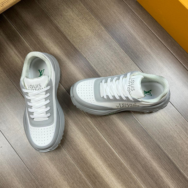LV SPORT SNEAKER IN WHITE MIX GREY CALFSKIN WITH LOGO