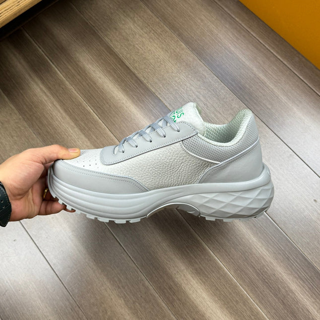 LV SPORT SNEAKER IN WHITE MIX GREY CALFSKIN WITH GREEN LOGO