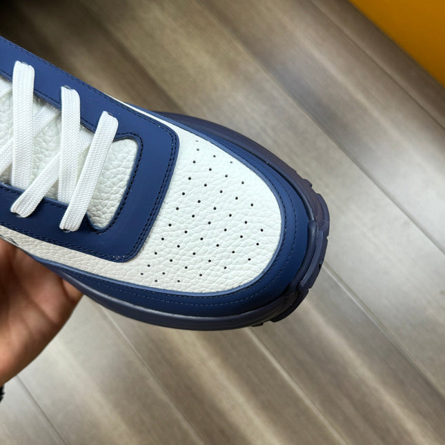 LV SPORT SNEAKER IN WHITE MIX NAVY BLUE CALFSKIN WITH LOGO