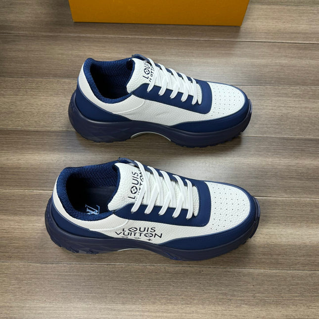 LV SPORT SNEAKER IN WHITE MIX NAVY BLUE CALFSKIN WITH LOGO