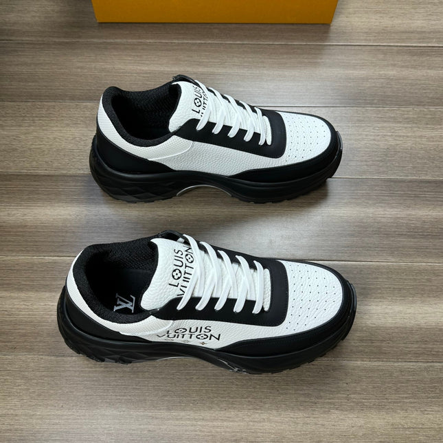 LV SPORT SNEAKER IN WHITE MIX BLACK CALFSKIN WITH LOGO