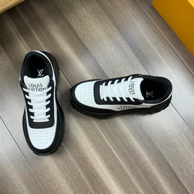 LV SPORT SNEAKER IN WHITE MIX BLACK CALFSKIN WITH LOGO