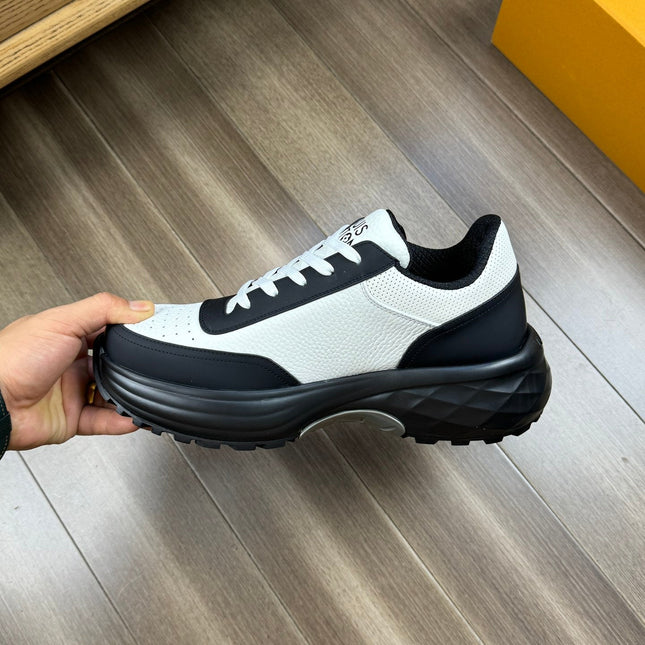LV SPORT SNEAKER IN WHITE MIX BLACK CALFSKIN WITH LOGO