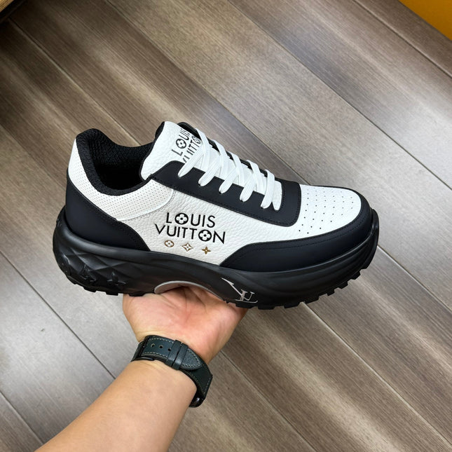 LV SPORT SNEAKER IN WHITE MIX BLACK CALFSKIN WITH LOGO