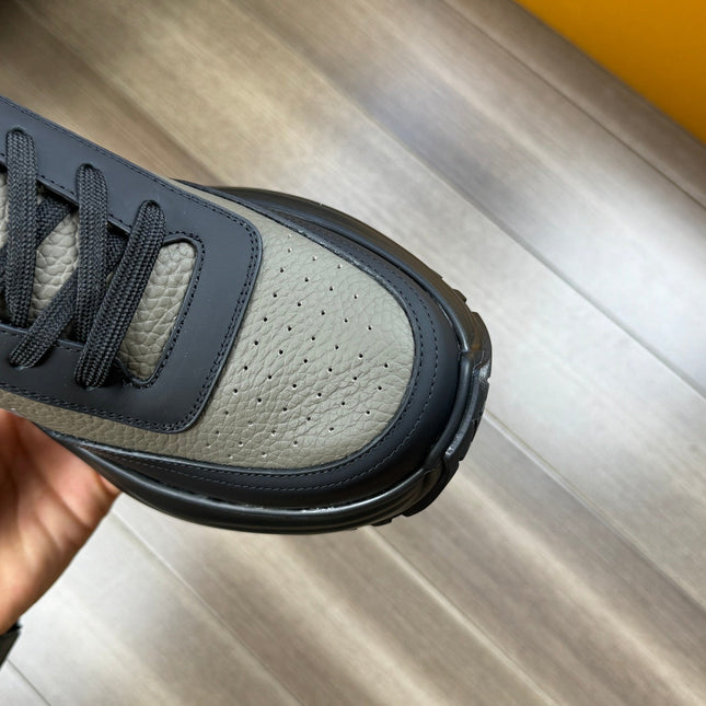 LV SPORT SNEAKER IN OLIVE GREEN MIX BLACK CALFSKIN WITH LOGO