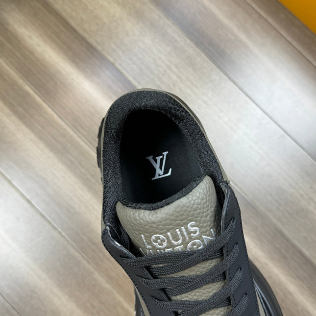LV SPORT SNEAKER IN OLIVE GREEN MIX BLACK CALFSKIN WITH LOGO