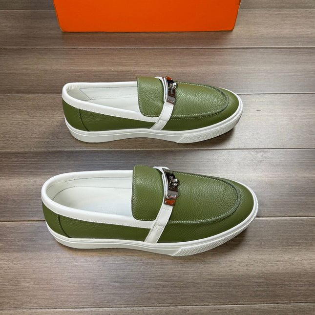 HM GAME SLIP-ON SNEAKER OLIVE CALFSKIN