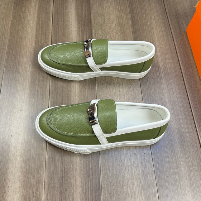 HM GAME SLIP-ON SNEAKER OLIVE CALFSKIN