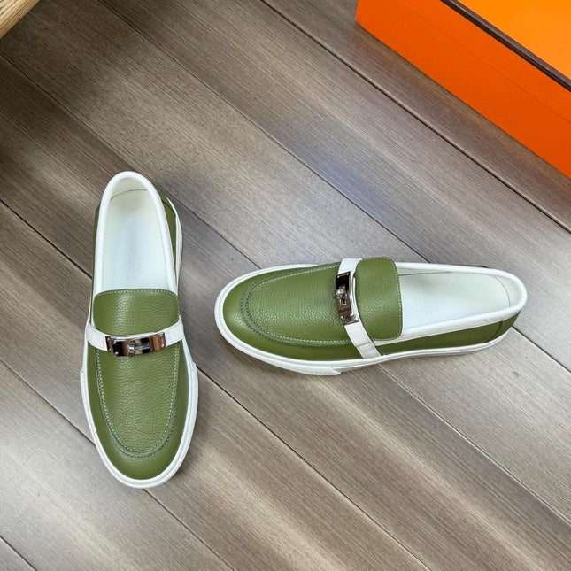 HM GAME SLIP-ON SNEAKER OLIVE CALFSKIN