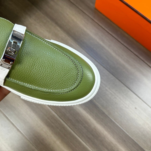 HM GAME SLIP-ON SNEAKER OLIVE CALFSKIN