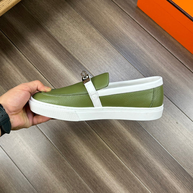 HM GAME SLIP-ON SNEAKER OLIVE CALFSKIN