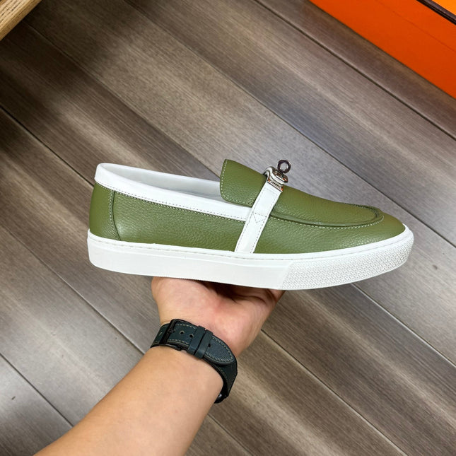 HM GAME SLIP-ON SNEAKER OLIVE CALFSKIN