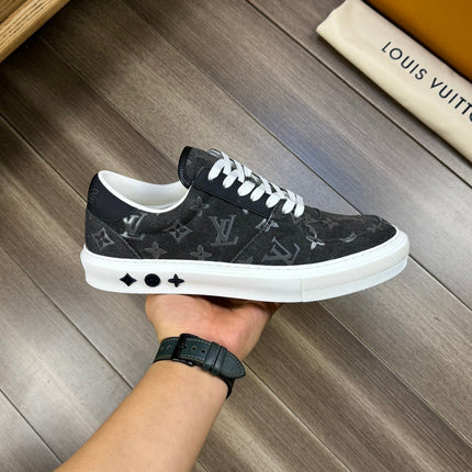 LV TRAINER SNEAKER IN CHARCOAL BLACK MONOGRAM DENIM