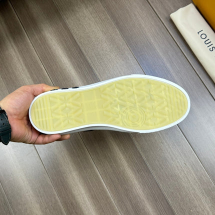 LV TRAINER SNEAKER IN CHARCOAL BLACK MONOGRAM DENIM
