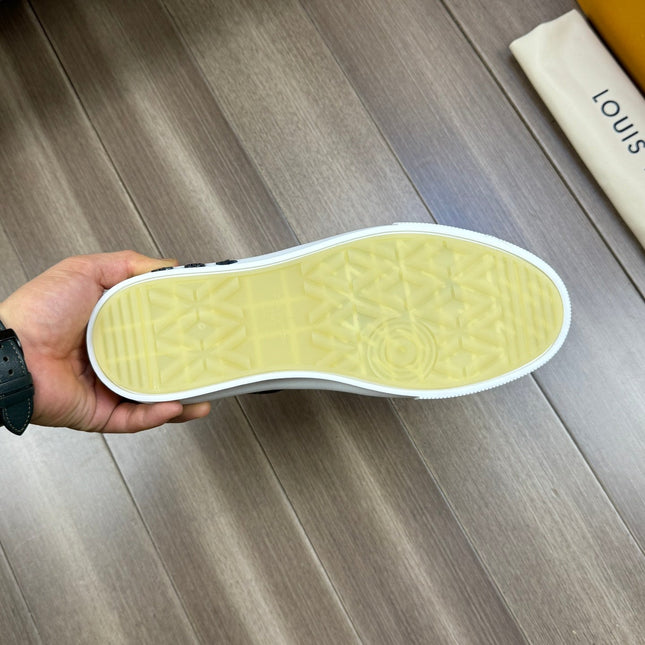 LV TRAINER SNEAKER IN CHARCOAL BLACK MONOGRAM DENIM