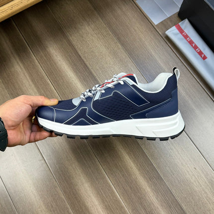 PRA SNEAKER NAVY BLUE NAPPA CALFSKIN AND FLYKNIT FABRIC