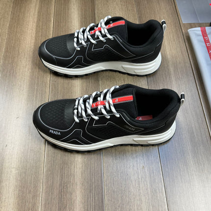PRA SNEAKER BLACK NAPPA CALFSKIN AND FLYKNIT FABRIC