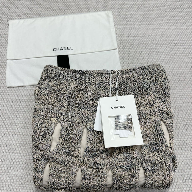 CC 25 Hollow Knitted Skirt Gray Cotton