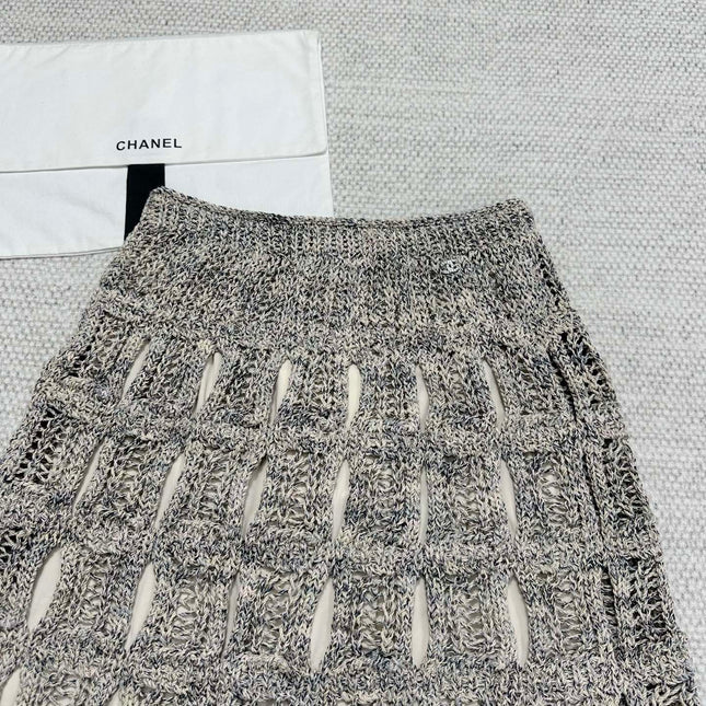 CC 25 Hollow Knitted Skirt Gray Cotton