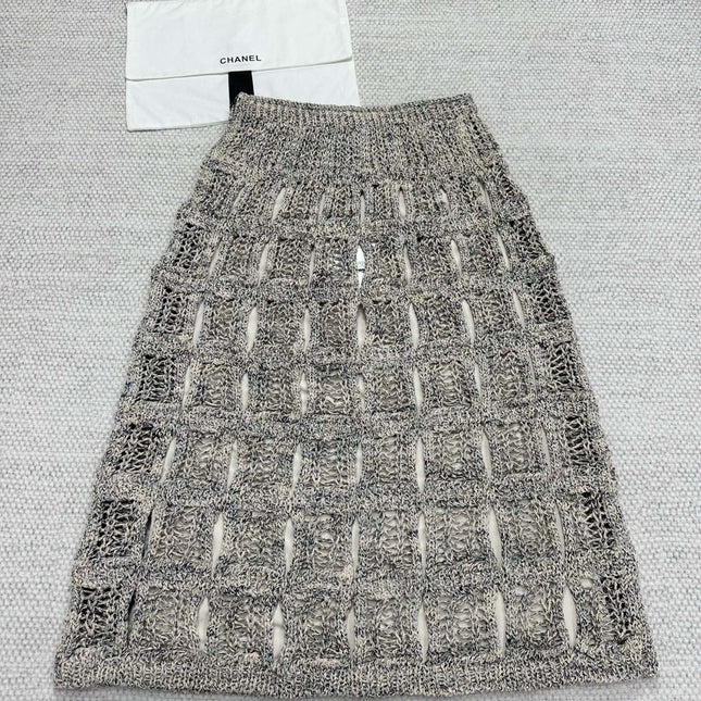 CC 25 Hollow Knitted Skirt Gray Cotton
